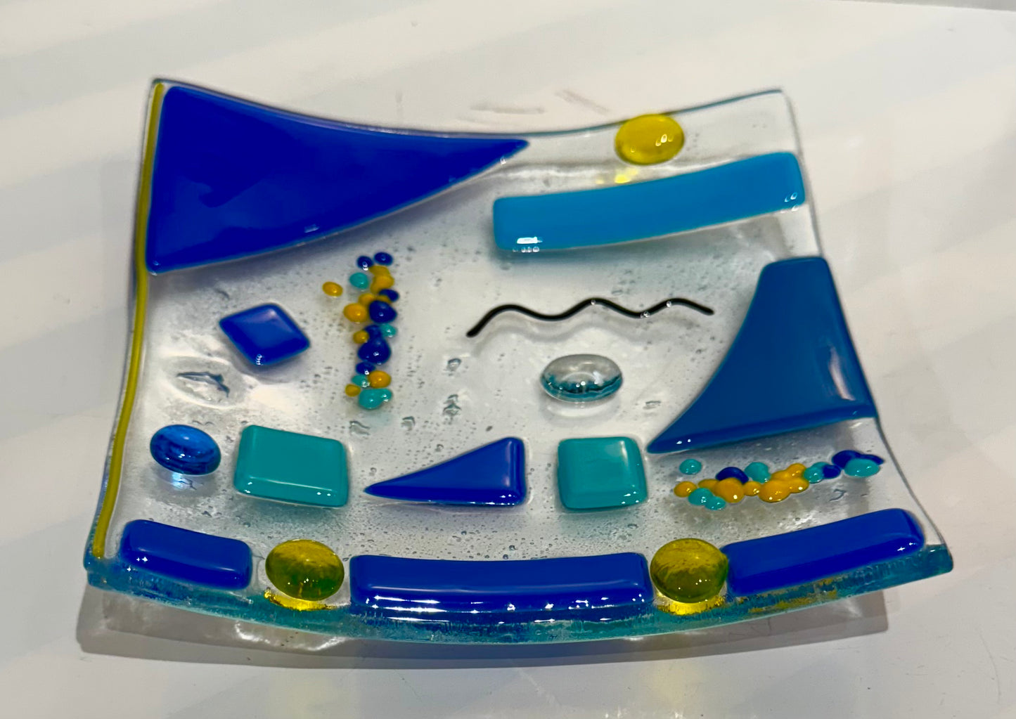 6" plate or suncatcher Fused glass, March 9, 1-3